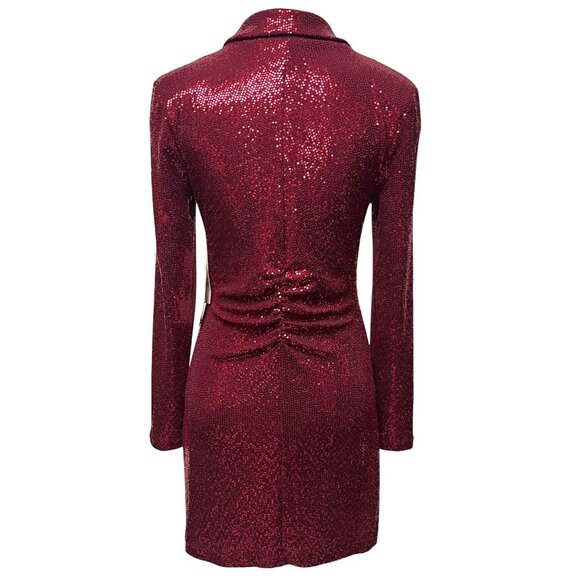 NWT MEDIUM JUNIORS Emerald Sundae Red Sequin Tuxedo Bodycon Christmas Dress - Picture 5 of 13